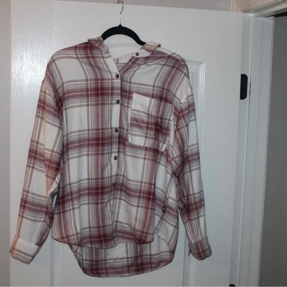 Hollister Tops Hollister Maroon And White Plaid Shirt Poshmark